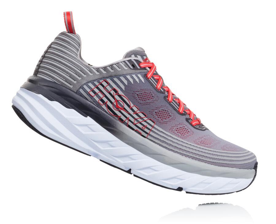 Running Shoes Mens - Hoka One One Bondi 6 - Grey - HUJDLFX-09